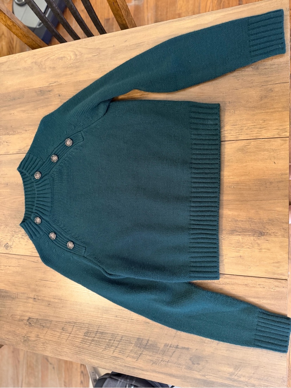 Copper Key Teal Crewneck Sweater with Shoulder Buttons